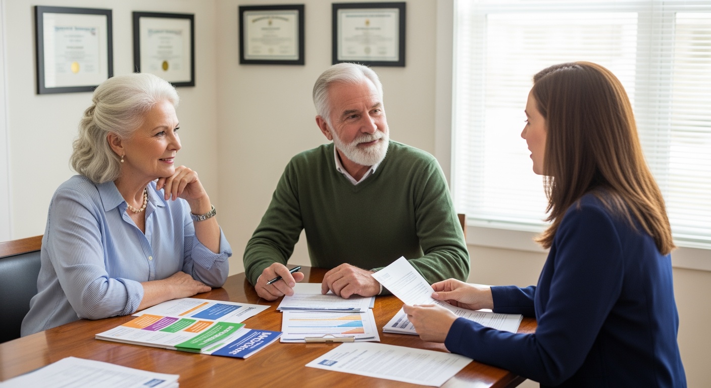 A financial professional meeting with a couple